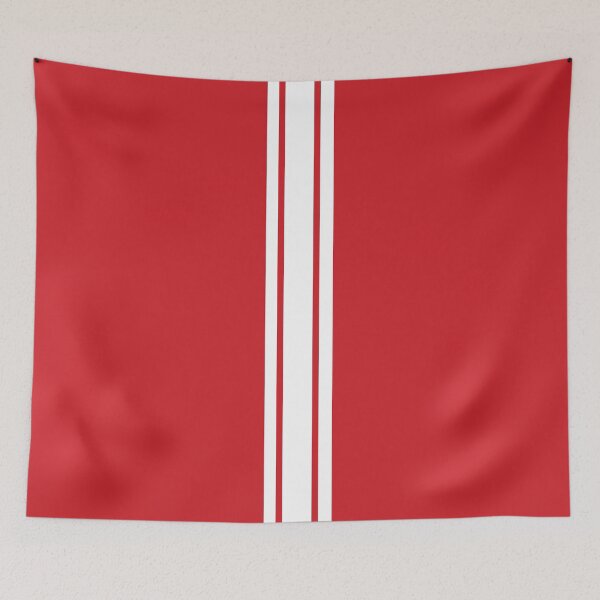 Item preview, Single Stripe with 2 Thick Pinstripes (White on Fire Engine Red) designed and sold by Racing Stripes Only.