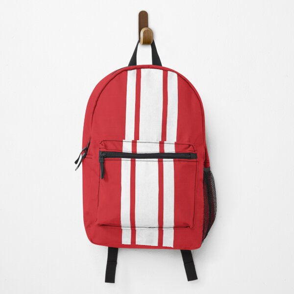 Item preview, Single Stripe with 2 Thick Pinstripes (White on Fire Engine Red) designed and sold by Racing Stripes Only.