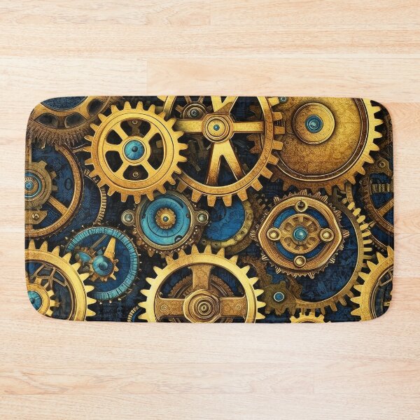 Item preview, Steampunk Machinery Designs Sky Blue And Golden Pattern designed and sold by DEC02.