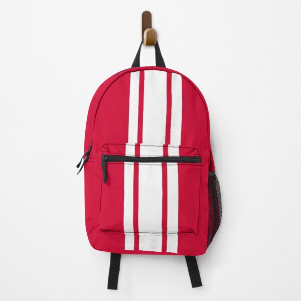 Item preview, Single Stripe with 2 Thick Pinstripes (White on Cherry Red) designed and sold by Racing Stripes Only.