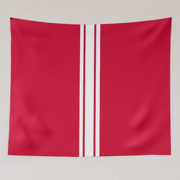 Item preview, Single Stripe with 2 Thick Pinstripes (White on Cherry Red) designed and sold by Racing Stripes Only.