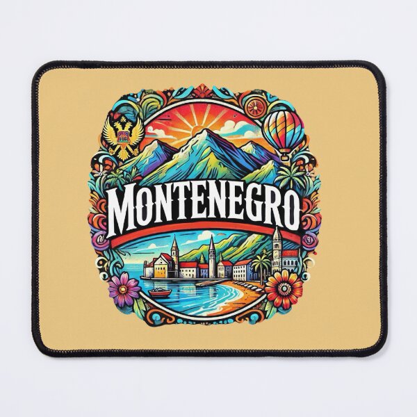 Item preview, Montenegro – Coastal Town, Mountains & Hot Air Balloon designed and sold by Myra365Art.