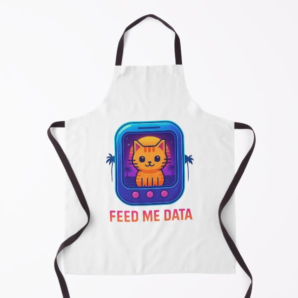 Item preview, Retro Vaporwave Pixel Cat – Feed Me Data Neon Aesthetic Tamagotchi Design designed and sold by Burhan J Tees LTD.