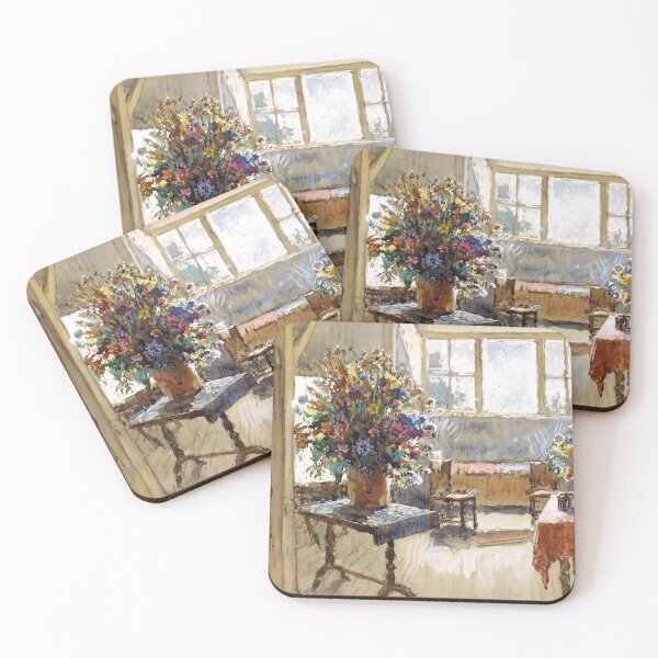 Item preview, Interior with a Bouquet of Summer Flowers designed and sold by tomorrowsart.