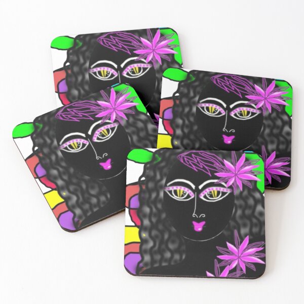 Item preview, Neon Goddess – Bold Art with Purple Flowers designed and sold by BulletKitty82.