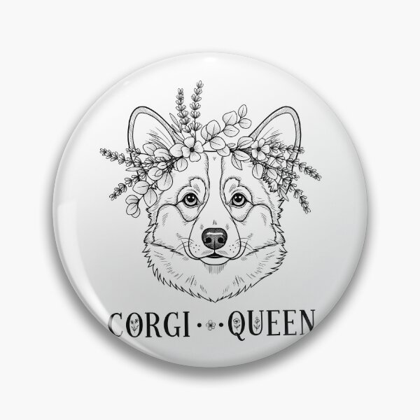 Item preview, Corgi Head with Floral Wreath Hand-Drawn Vector Art designed and sold by zoughlal.