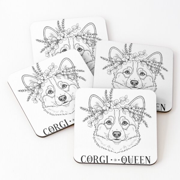 Item preview, Corgi Head with Floral Wreath Hand-Drawn Vector Art designed and sold by zoughlal.
