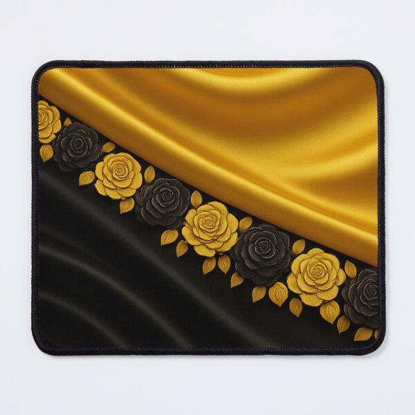 Item preview, Luxurious Gold & Black Fabric Waves with Elegant Rose Border designed and sold by Bellassi.