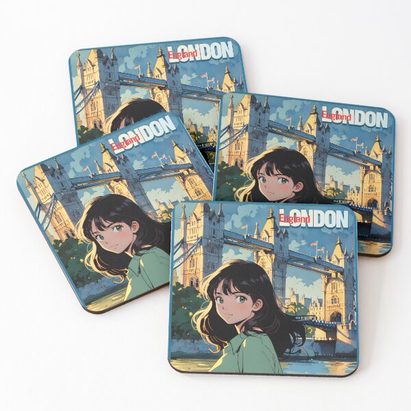 Item preview, Retro Anime Girl from London Bridge, England Vintage Travel Romantic Quote designed and sold by Kawaii-Sky.