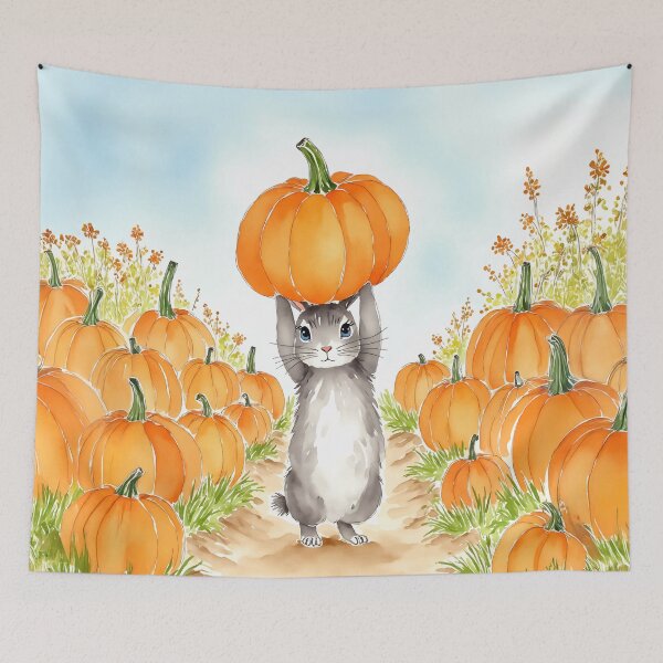 Artikelvorschau, Kürbisbeet Hase Herbst Herbst Aquarell entworfen und verkauft von Magnolia Valley Art.