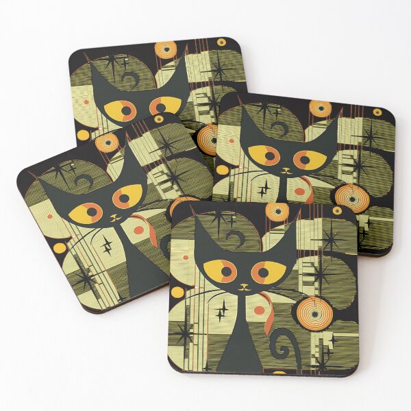 Item preview, Mid Century Modern Atomic Cat Retro Black Cat Mcm Cat designed and sold by TheDesignWork.