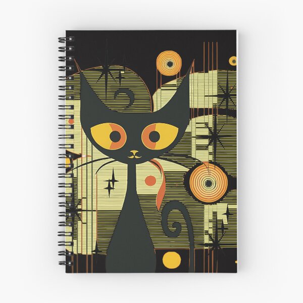 Item preview, Mid Century Modern Atomic Cat Retro Black Cat Mcm Cat designed and sold by TheDesignWork.
