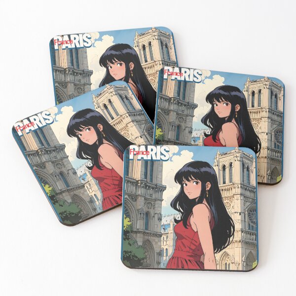 Item preview, Retro Anime Girl from Notre Dame Paris France Vintage Travel Romantic Quote designed and sold by Kawaii-Sky.