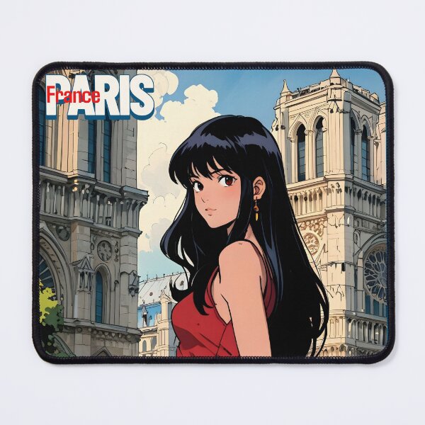 Item preview, Retro Anime Girl from Notre Dame Paris France Vintage Travel Romantic Quote designed and sold by Kawaii-Sky.