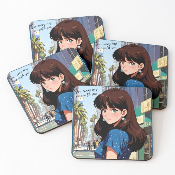 Item preview, Retro Anime Girl from Los Angeles California  Vintage Travel Romantic Quote designed and sold by Kawaii-Sky.