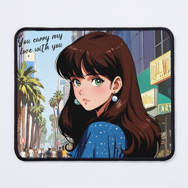 Item preview, Retro Anime Girl from Los Angeles California Vintage Travel Romantic Quote designed and sold by Kawaii-Sky.