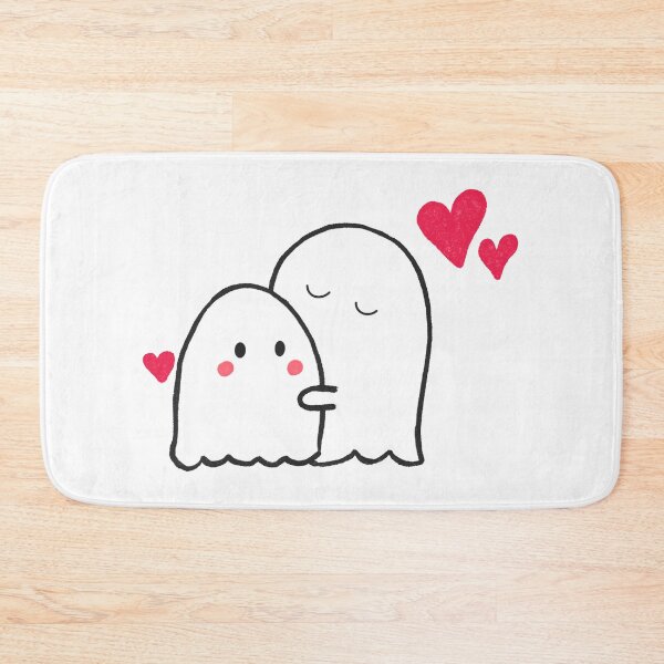 Item preview, Kawaii Ghost Couple in Love - Cute Ghosts with Pink Hearts designed and sold by Artinkcreative.