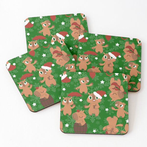 Item preview, cute christmas capybara santa snowflakes designed and sold by Gossip Rag.