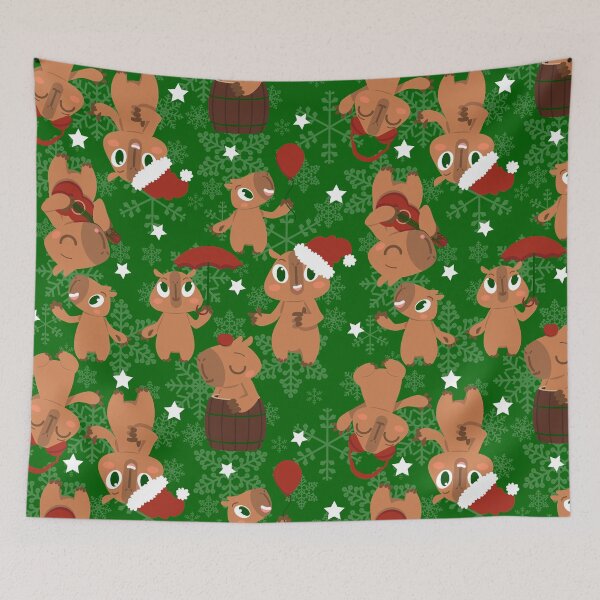 Item preview, cute christmas capybara santa snowflakes designed and sold by Gossip Rag.
