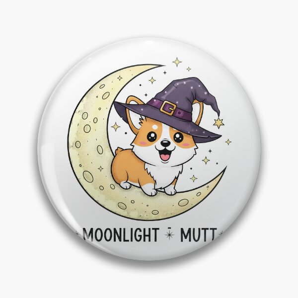 Artikelvorschau, Chibi Corgi mit Hexenhut auf Halbmond entworfen und verkauft von zoughlal.