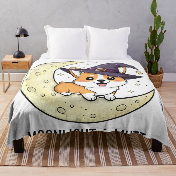 Item preview, Chibi Corgi in Witch Hat on Crescent Moon designed and sold by zoughlal.