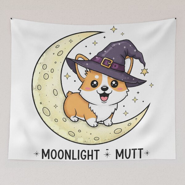 Item preview, Chibi Corgi in Witch Hat on Crescent Moon designed and sold by zoughlal.
