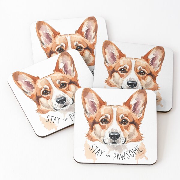 Item preview, Watercolor Corgi Face with Cursive Circle Text designed and sold by zoughlal.
