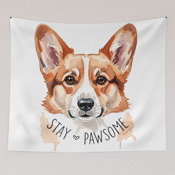 Item preview, Watercolor Corgi Face with Cursive Circle Text designed and sold by zoughlal.