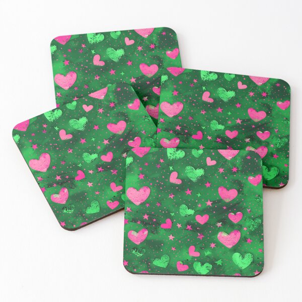 Item preview, Green and Pink Hearts designed and sold by Dawne's Designs.