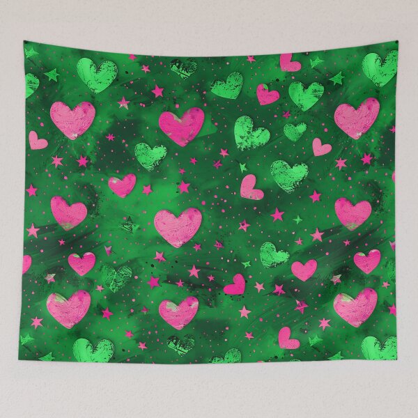 Item preview, Green and Pink Hearts designed and sold by Dawne's Designs.