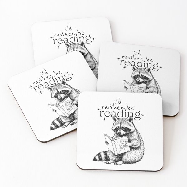 Item preview, I'd Rather Be Reading Raccoon designed and sold by DeafPigeonDesigns.