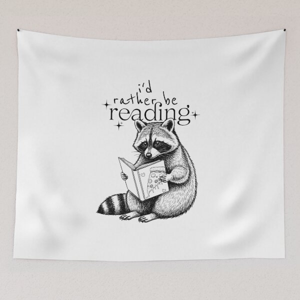 Item preview, I'd Rather Be Reading Raccoon designed and sold by DeafPigeonDesigns.
