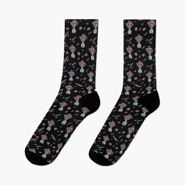 Item preview, Watercolor zinnias in vase repeat pattern black designed and sold by Zinnigarcreates.