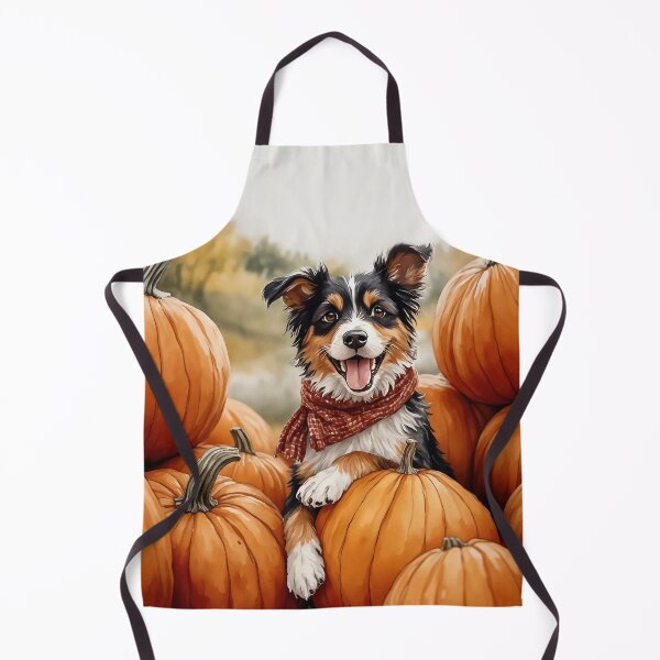 Item preview, Aussie Pumpkin Patch Dog Autumn Watercolor designed and sold by Magnolia Valley Art.