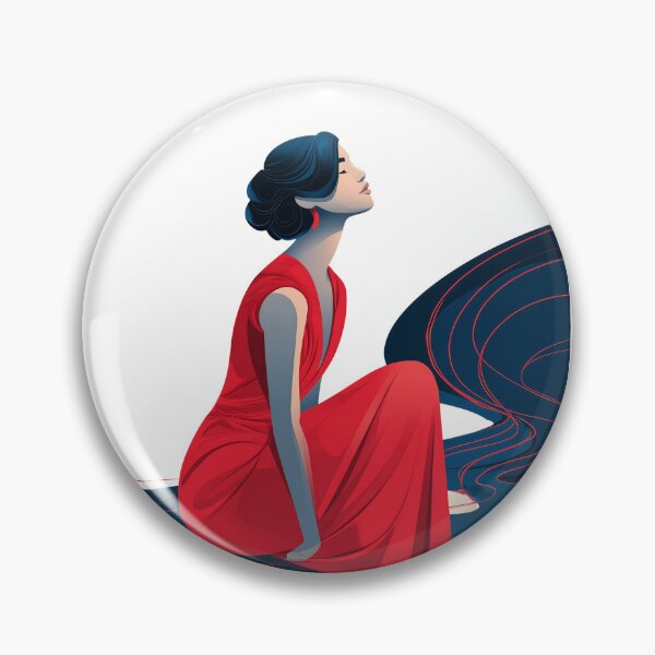 Item preview, Elegant Lady in Red Dress and Blue Flow designed and sold by pkvorakorn.