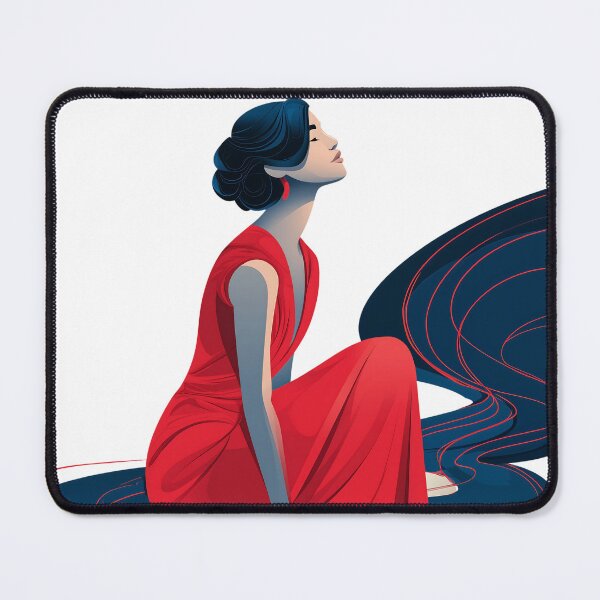 Item preview, Elegant Lady in Red Dress and Blue Flow designed and sold by pkvorakorn.