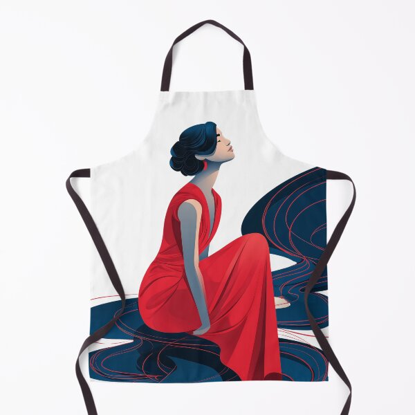 Item preview, Elegant Lady in Red Dress and Blue Flow designed and sold by pkvorakorn.