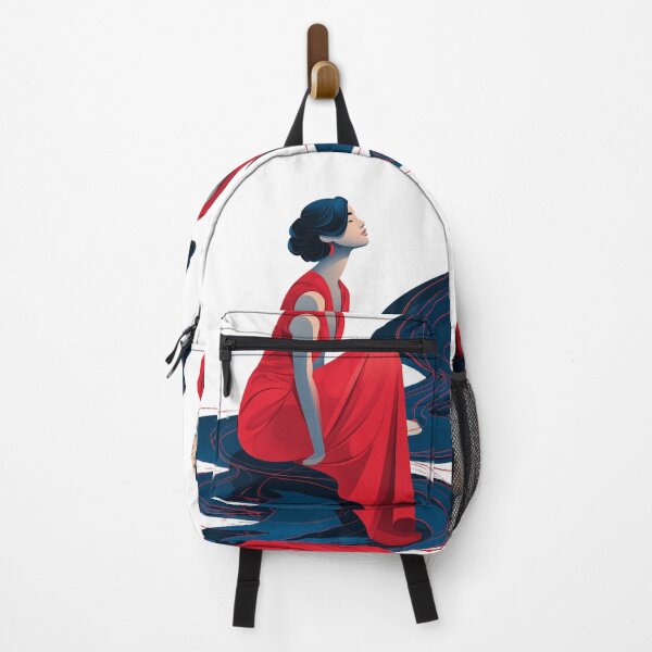 Item preview, Elegant Lady in Red Dress and Blue Flow designed and sold by pkvorakorn.