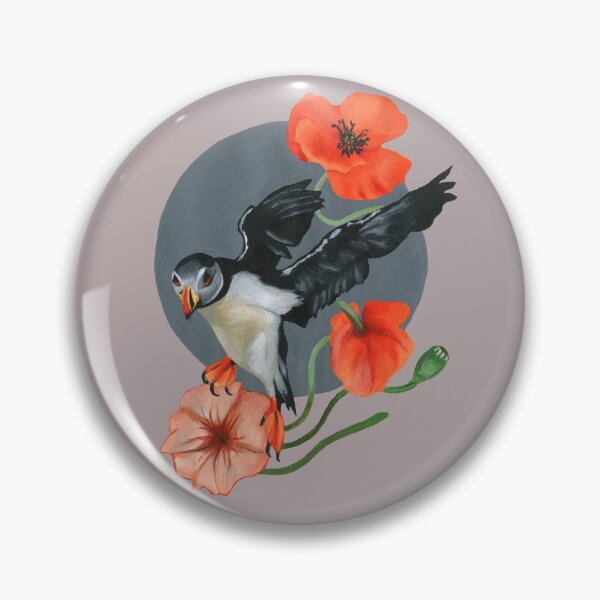Item preview, Atlantic puffin and flowers  designed and sold by KnowingWonder.