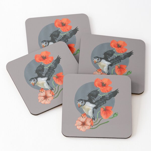 Item preview, Atlantic puffin and flowers  designed and sold by KnowingWonder.