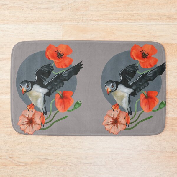 Item preview, Atlantic puffin and flowers  designed and sold by KnowingWonder.