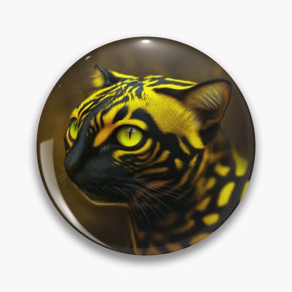 Item preview, Rare Serpens Catus spotted wild cat in Amazon jungle with snake or serpent-like markings and piercing green eyes designed and sold by mirrorimages.