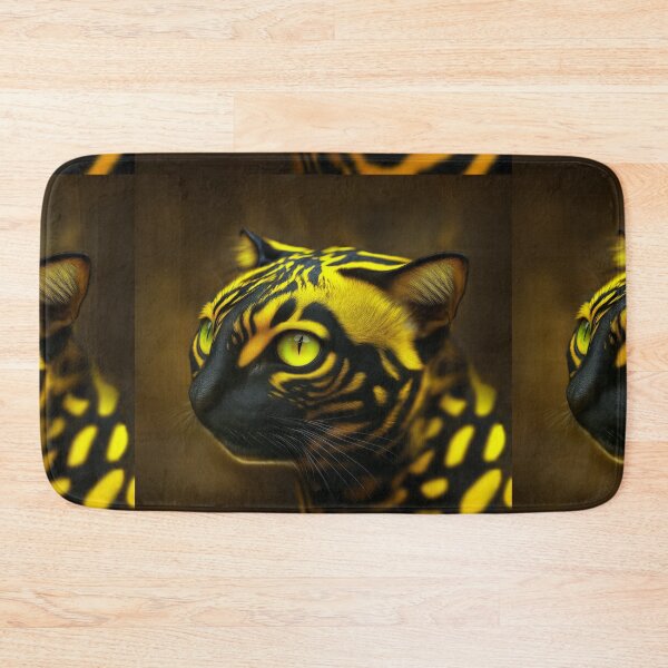 Item preview, Rare Serpens Catus spotted wild cat in Amazon jungle with snake or serpent-like markings and piercing green eyes designed and sold by mirrorimages.