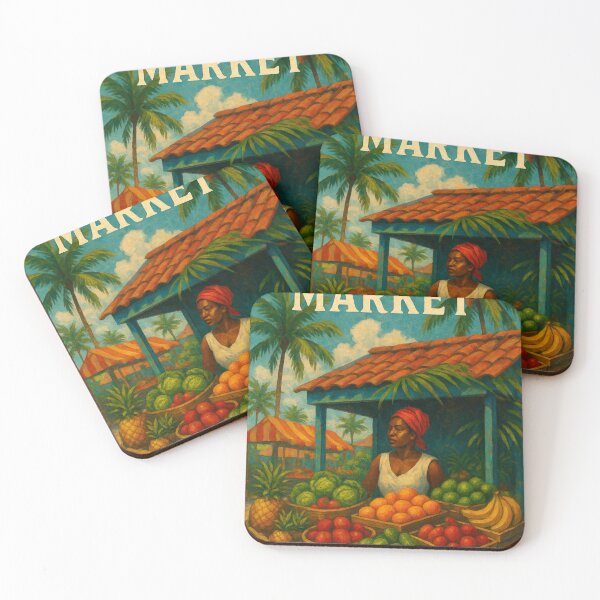 Item preview, Caribbean Market Scene with Tropical Fruit designed and sold by Aryabek.