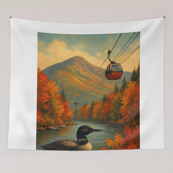 Item preview, Loon Mountain Gondola and Autumn Landscape designed and sold by Aryabek.
