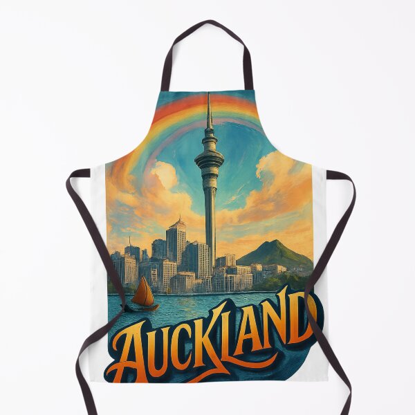Item preview, Auckland Skyline and Sky Tower with Rainbow, New Zealand designed and sold by Aryabek.