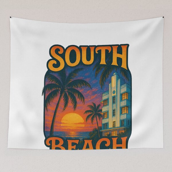 Item preview, South Beach Miami Sunset with Art Deco Hotel, Florida designed and sold by Aryabek.