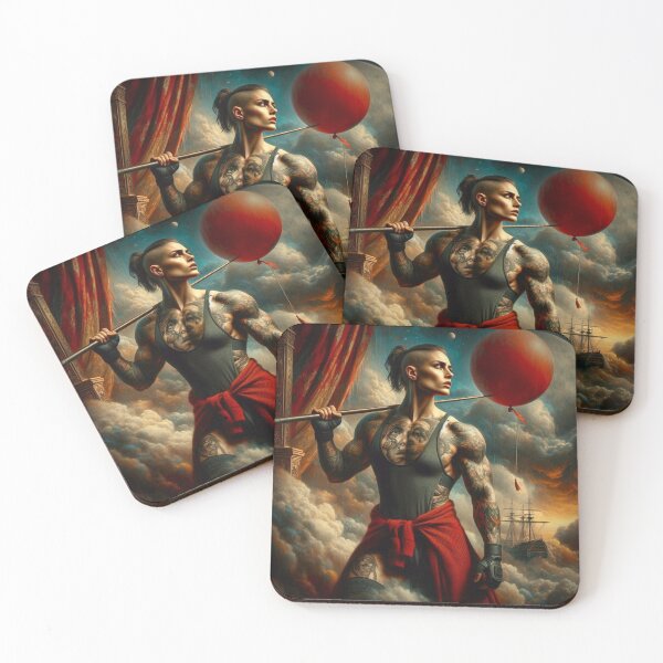 Item preview, Skybound Strength: Tattooed Adventurer in Stormy Dreamscape designed and sold by Ghost Archer Illusions.