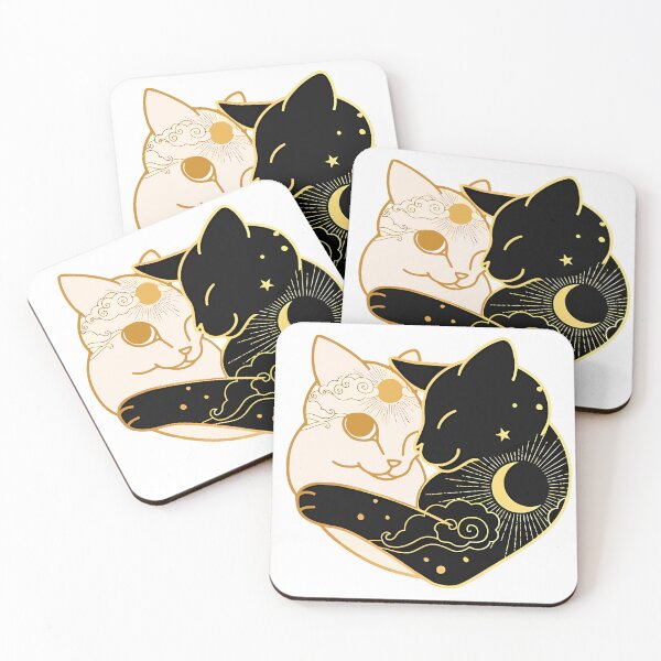 Item preview, sun cat and moon cat designed and sold by ToriMood.