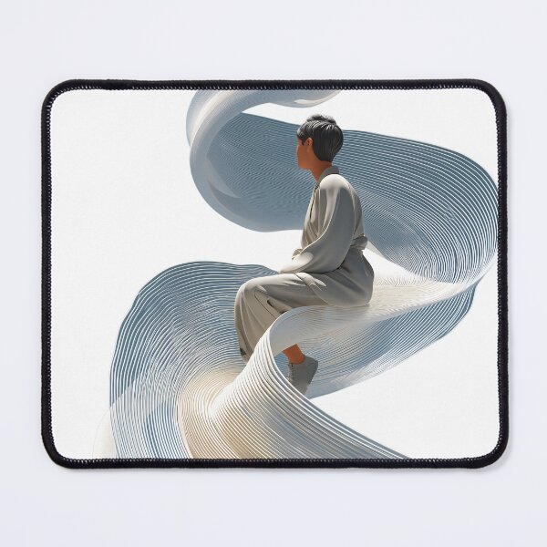 Item preview, Person Sitting on Flowing Ribbon Lines designed and sold by pkvorakorn.